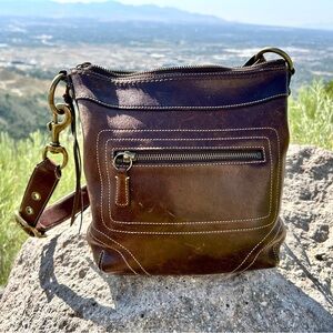 Coach Brown Leather Crossbody Bag with Adjustable Strap